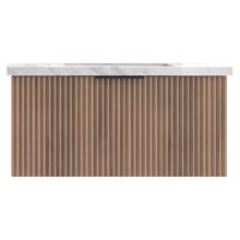 Reedon 900mm Woodgrain Wall Hung Single Vanity with 50mm Stone Countertop